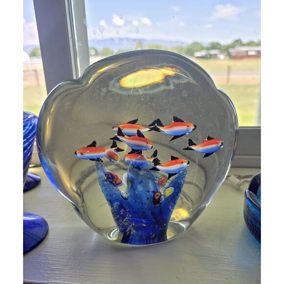Other - Vintage Large Clear Art Glass Fish Aquarium Paperweight